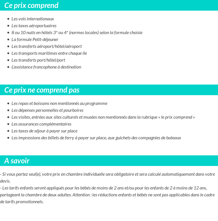 Conditions tarifaires