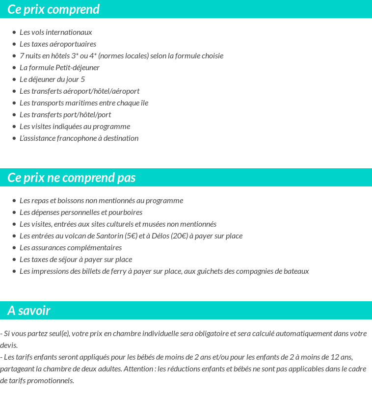 Conditions tarifaires