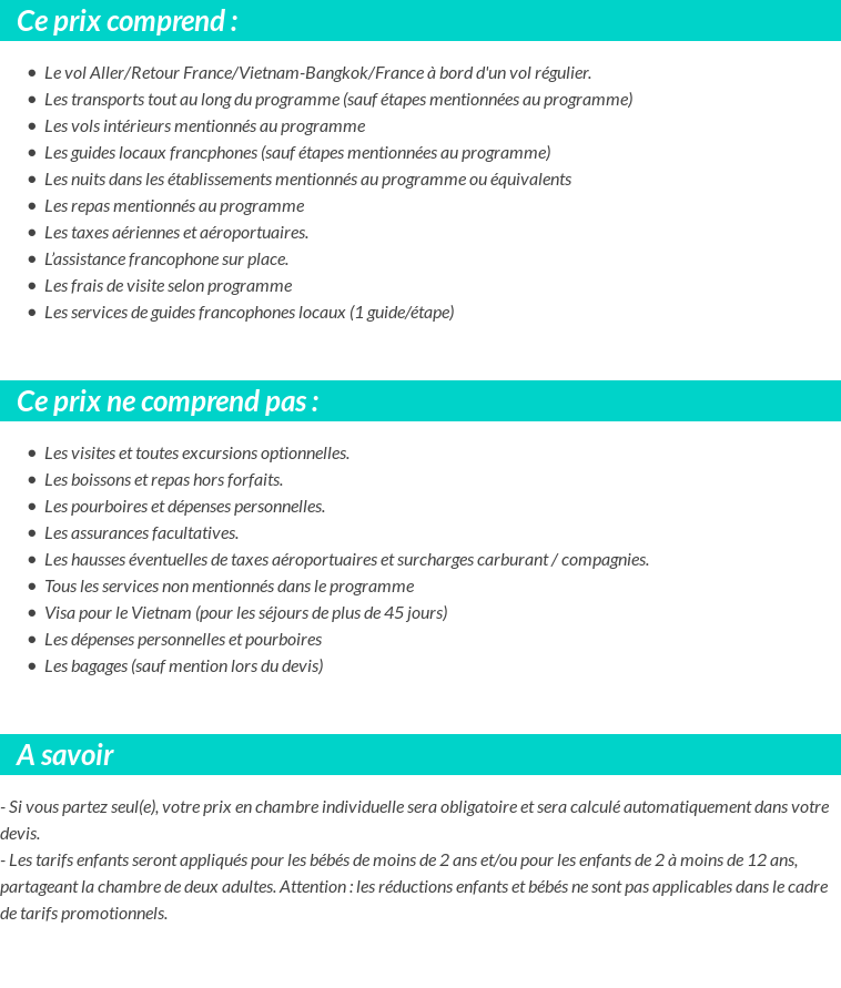 Conditions tarifaires