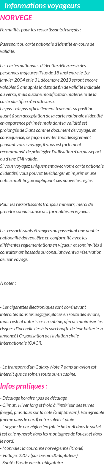 Formalités et infos voyageurs