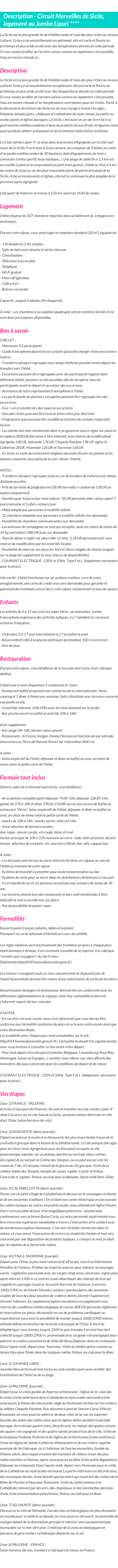 Détails du séjour