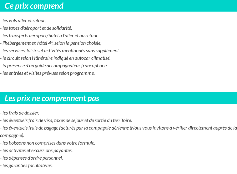 Conditions tarifaires