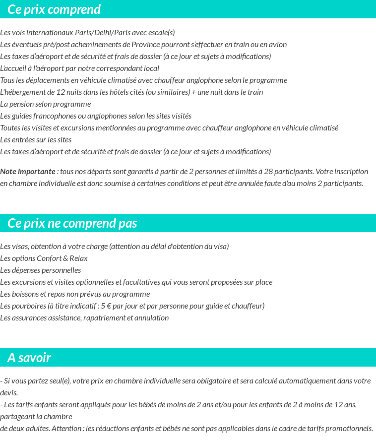 Conditions tarifaires