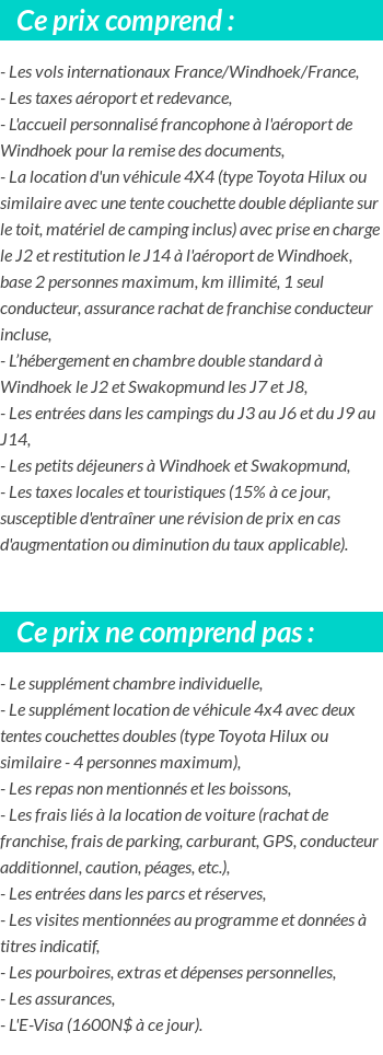 Conditions tarifaires