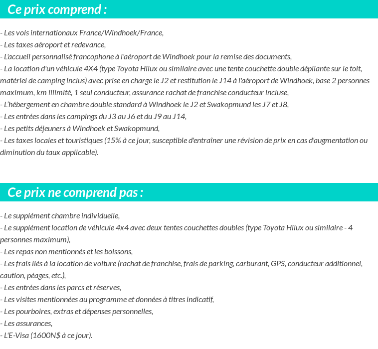 Conditions tarifaires