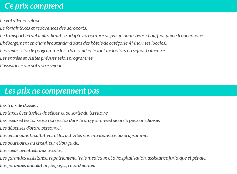 Conditions tarifaires