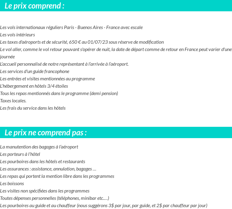 Conditions tarifaires