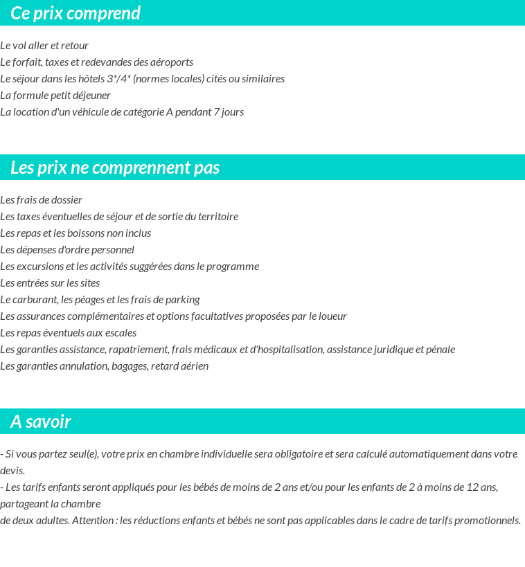 Conditions tarifaires