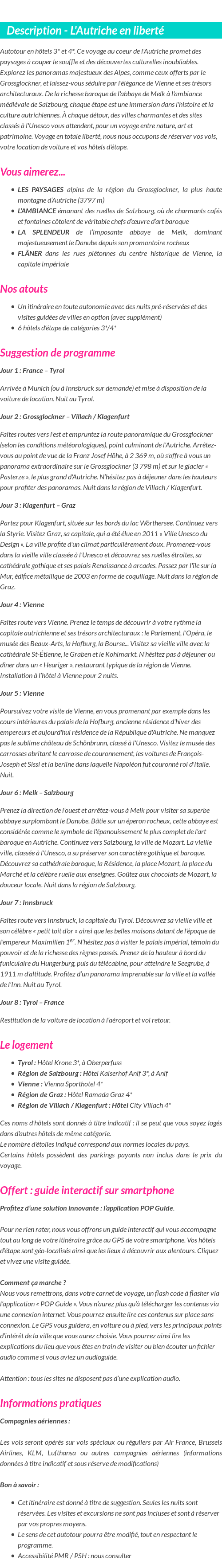 Détails du séjour