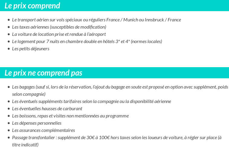 Conditions tarifaires