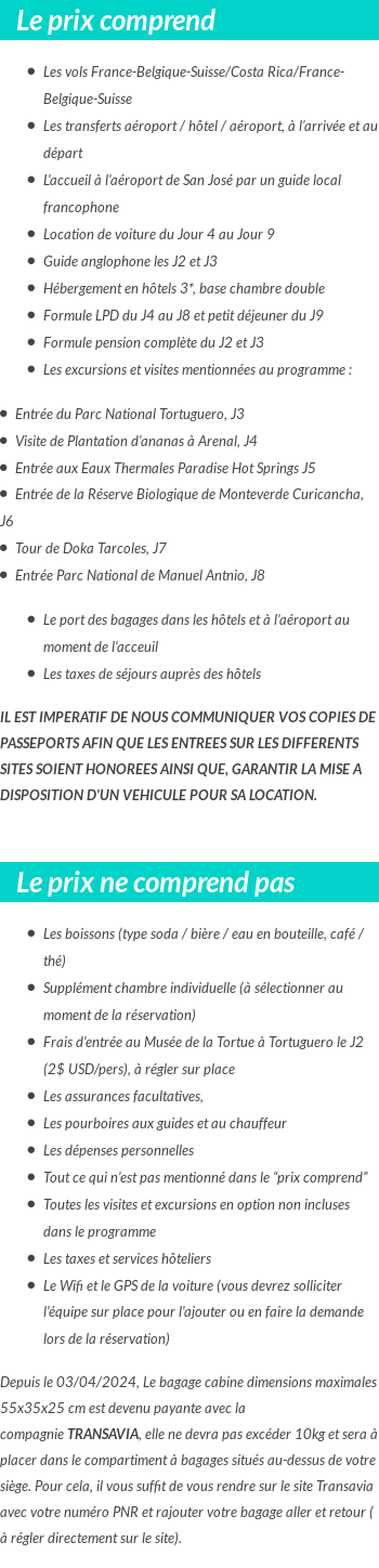 Conditions tarifaires