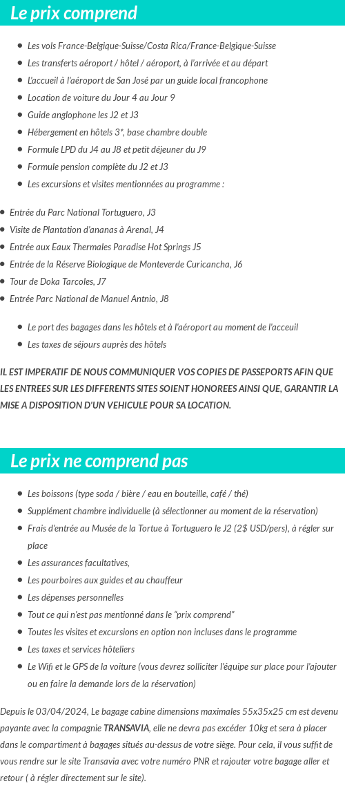 Conditions tarifaires