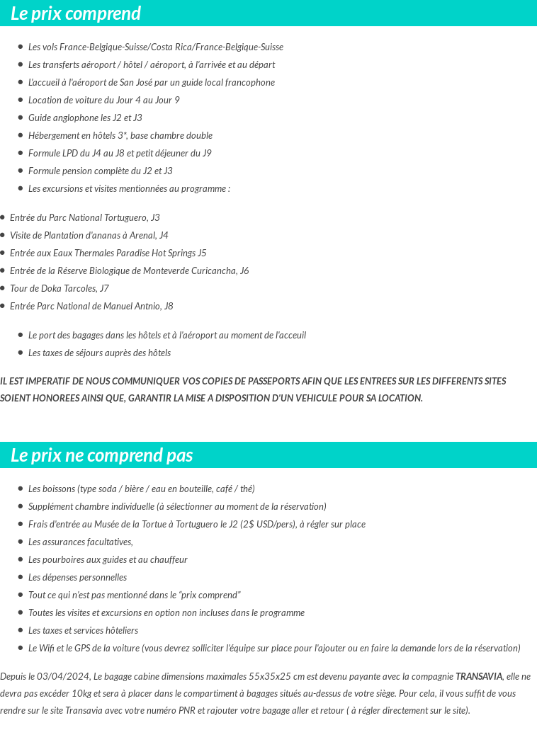 Conditions tarifaires