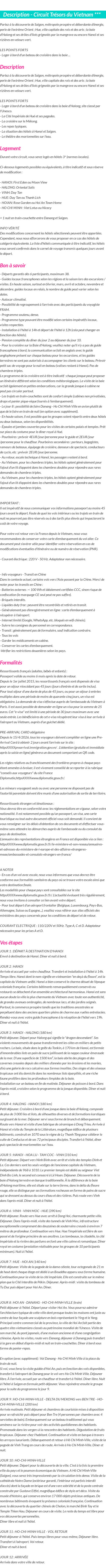 Détails du séjour