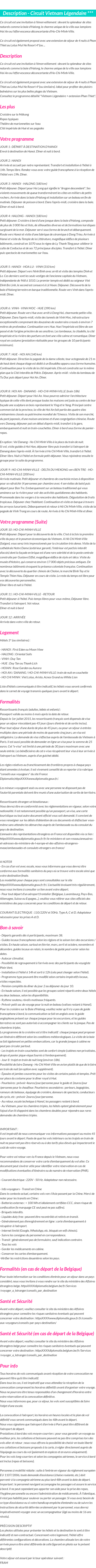 Détails du séjour