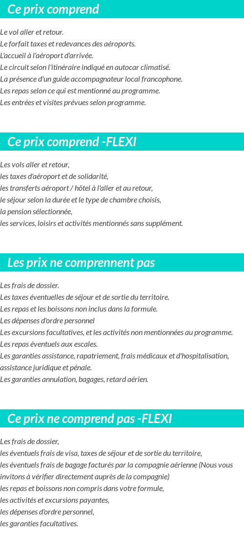 Conditions tarifaires