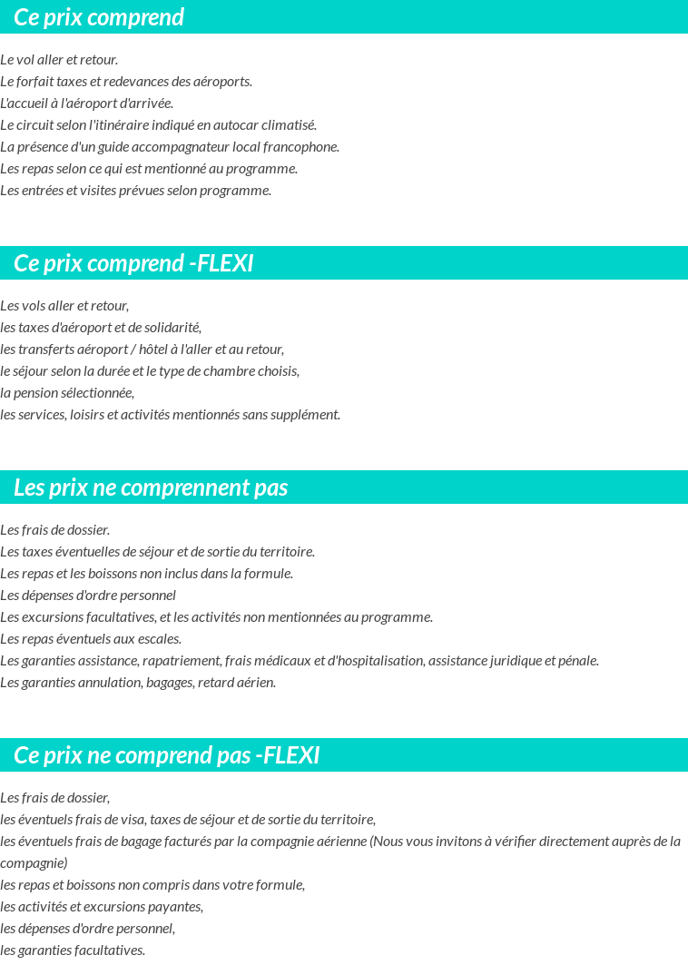 Conditions tarifaires
