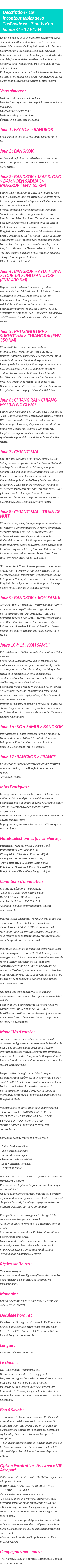 Détails du séjour