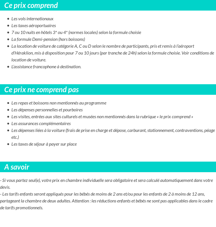 Conditions tarifaires