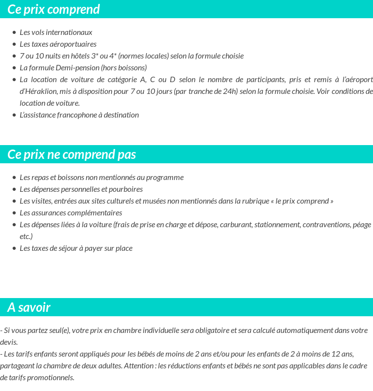 Conditions tarifaires