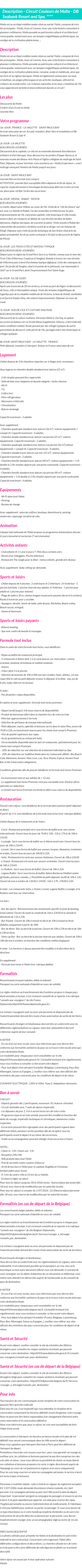 Détails du séjour