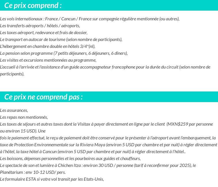 Conditions tarifaires