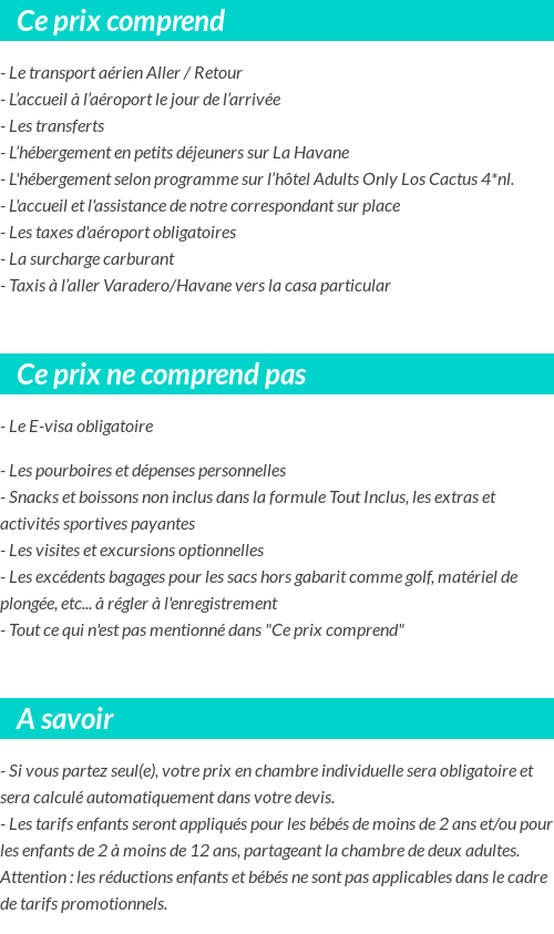 Conditions tarifaires