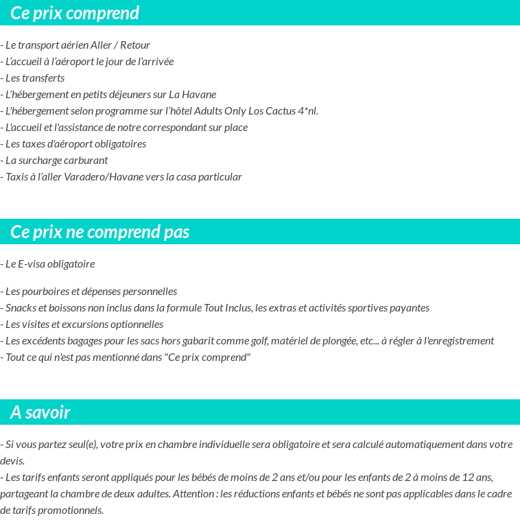 Conditions tarifaires