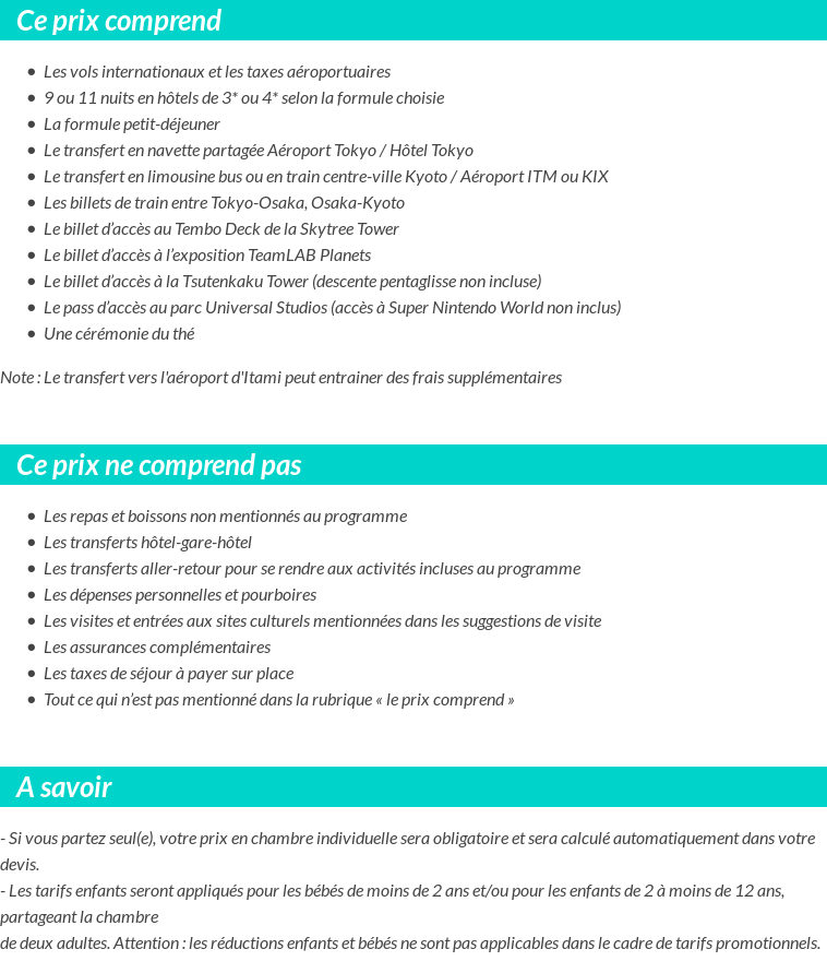 Conditions tarifaires