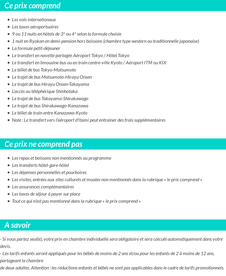 Conditions tarifaires