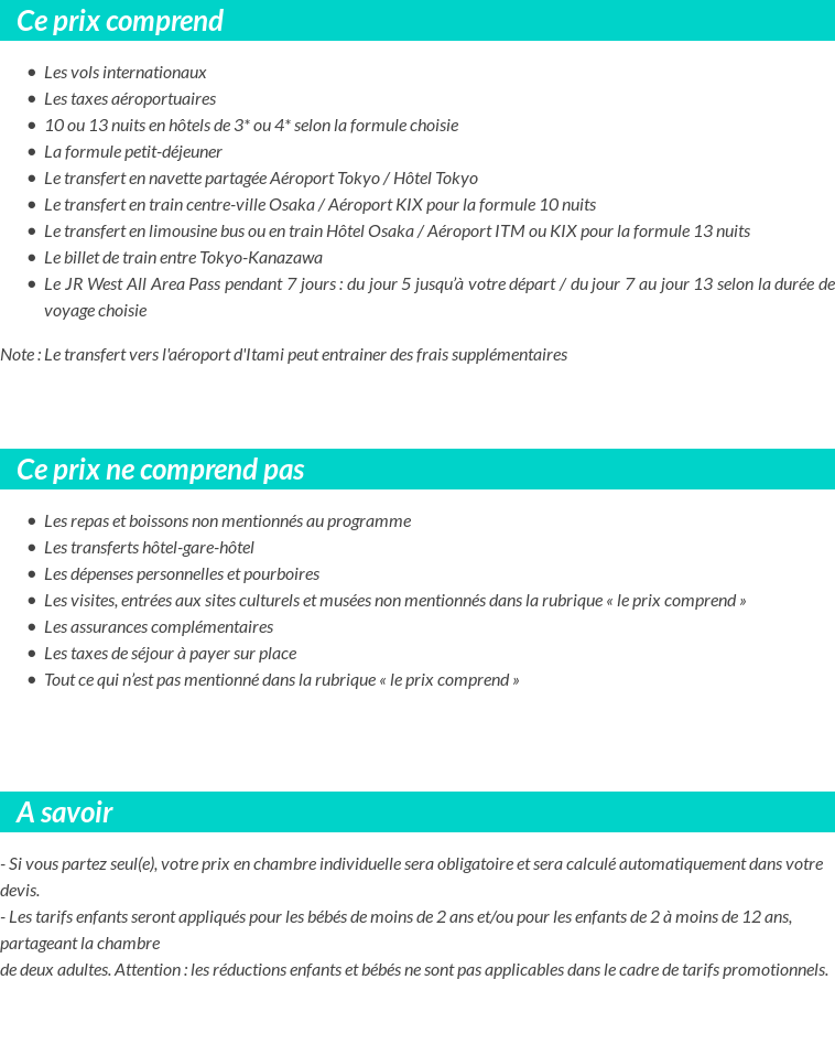 Conditions tarifaires