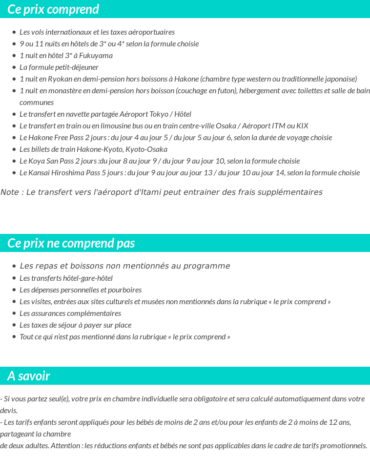 Conditions tarifaires