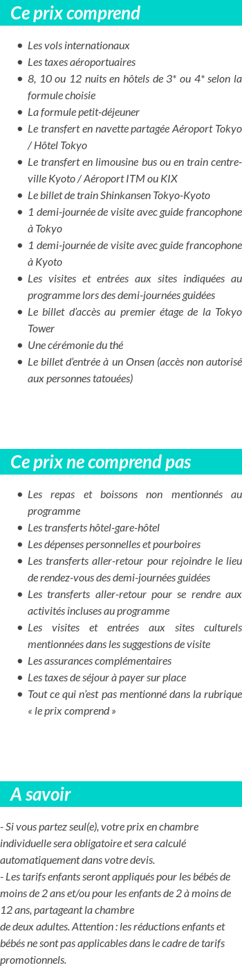 Conditions tarifaires