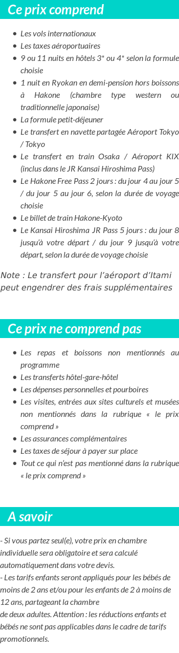 Conditions tarifaires