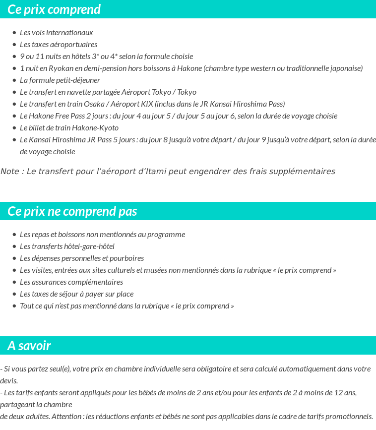 Conditions tarifaires