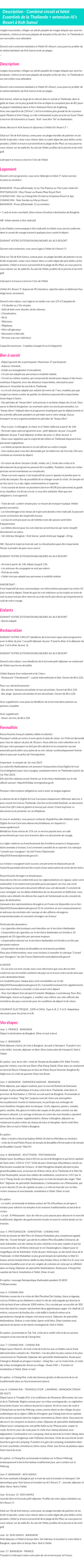 Détails du séjour