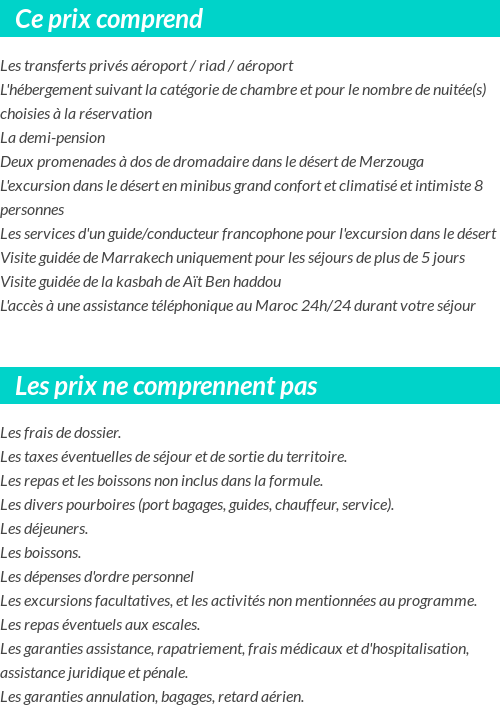 Conditions tarifaires