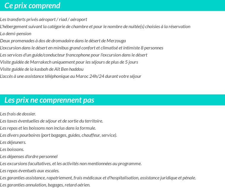 Conditions tarifaires
