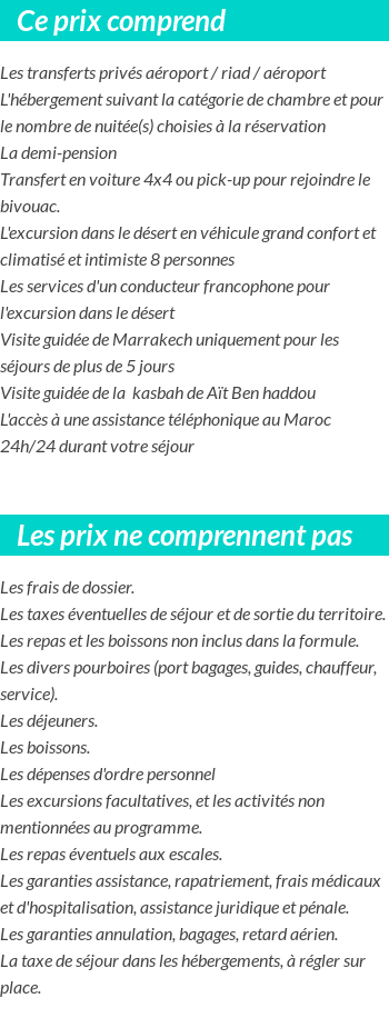 Conditions tarifaires