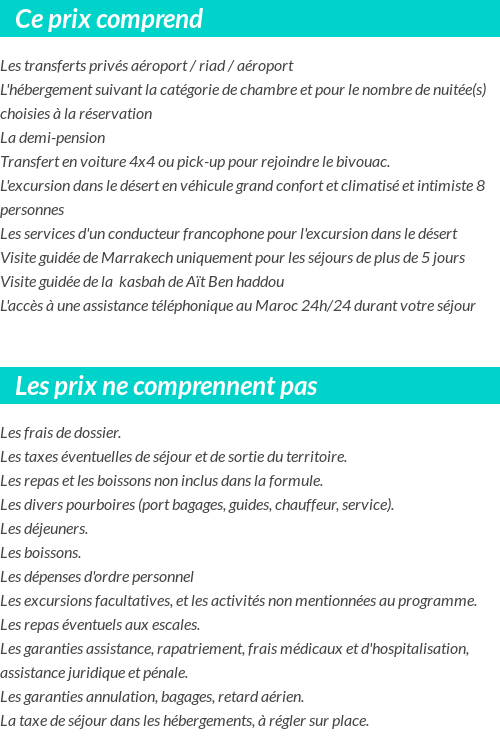 Conditions tarifaires