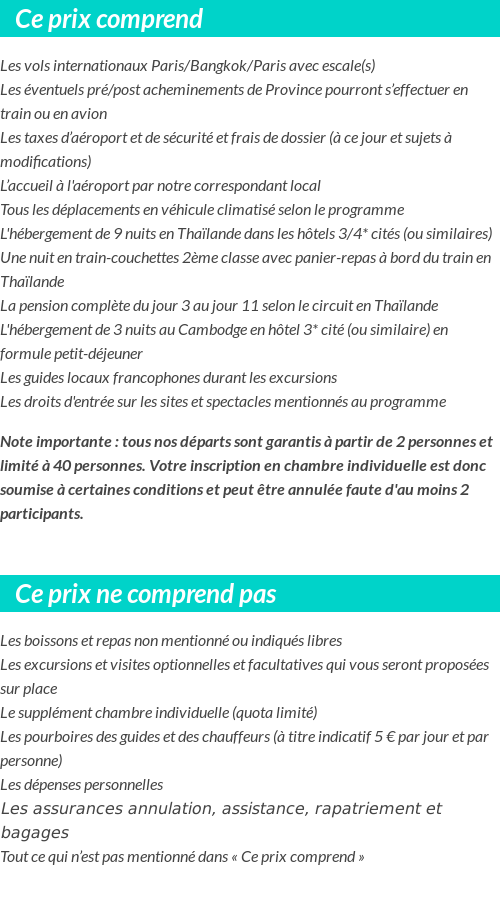 Conditions tarifaires