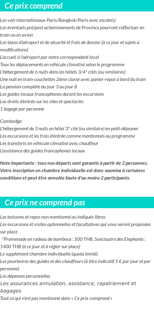 Conditions tarifaires