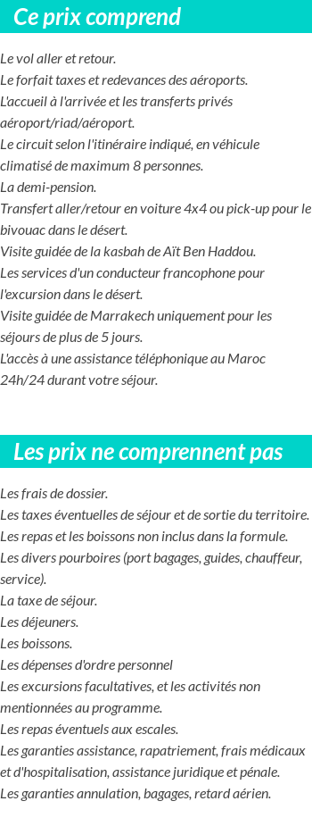 Conditions tarifaires