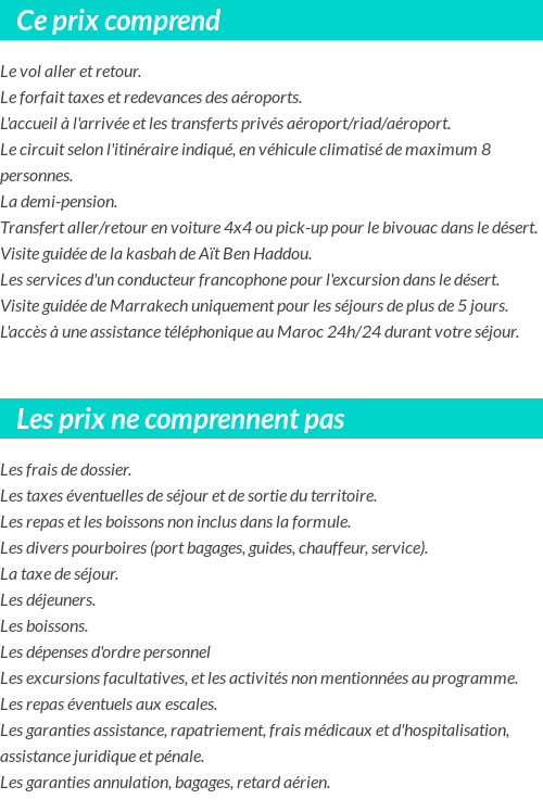 Conditions tarifaires