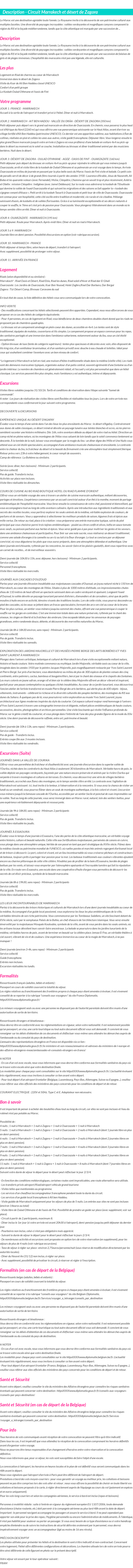 Détails du séjour