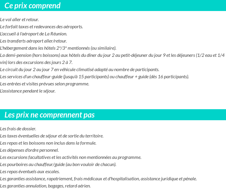 Conditions tarifaires