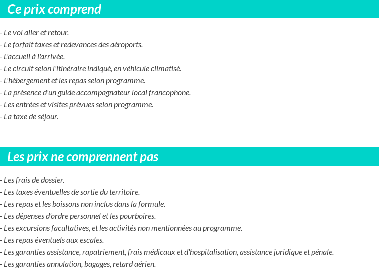 Conditions tarifaires