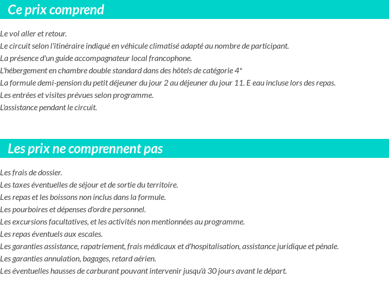 Conditions tarifaires