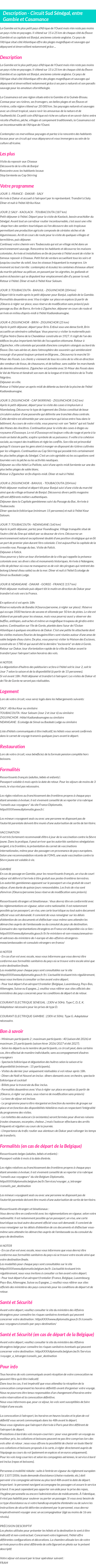 Détails du séjour
