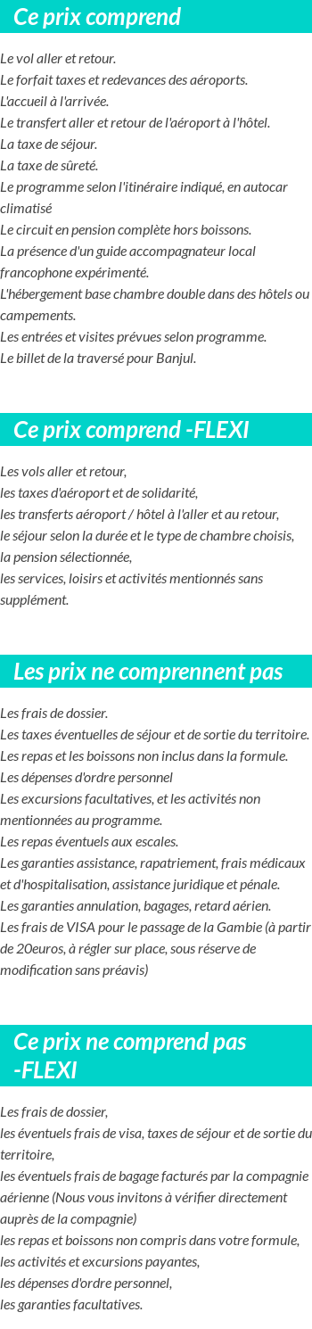 Conditions tarifaires